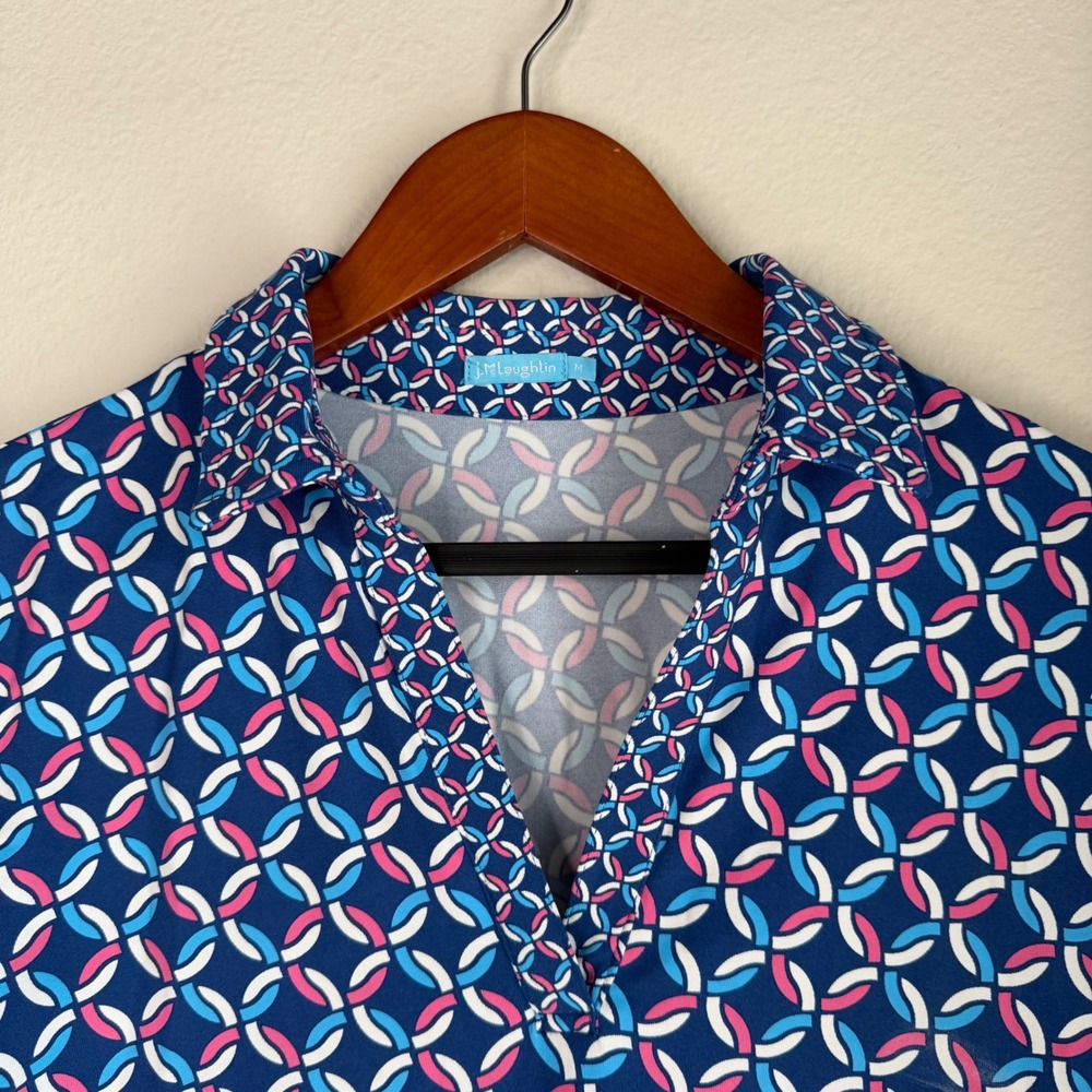 J McLaughlin Catalina Cloth Polo Dress Nautical Print Sz Medium Coastal Resort - Picture 4 of 8